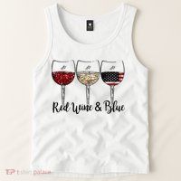 Red Wine & Blue 4th of July Red White Blue Wine Glasses Tank Top