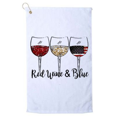 Red Wine & Blue 4th of July Red White Blue Wine Glasses Golf Towel