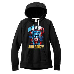 Red White & Boozy Patriotic American Whiskey Drinker Alcohol Women's Fleece Hoodie