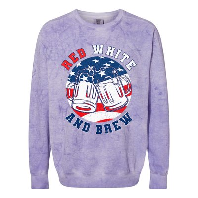 Red White & Brew! for a 4th of July Beer Merica USA Colorblast Crewneck Sweatshirt