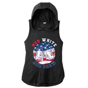 Red White & Brew! for a 4th of July Beer Merica USA Ladies PosiCharge Tri-Blend Wicking Draft Hoodie Tank