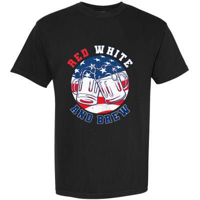 Red White & Brew! for a 4th of July Beer Merica USA Garment-Dyed Heavyweight T-Shirt