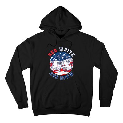 Red White & Brew! for a 4th of July Beer Merica USA Hoodie