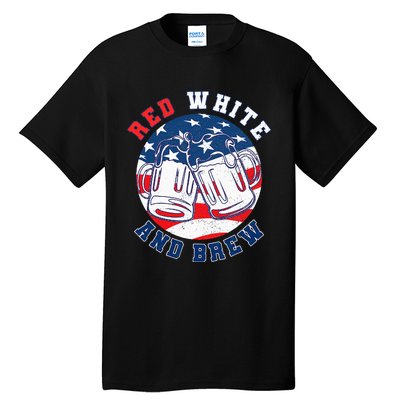 Red White & Brew! for a 4th of July Beer Merica USA Tall T-Shirt