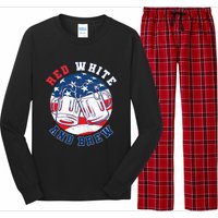 Red White & Brew! for a 4th of July Beer Merica USA Long Sleeve Pajama Set