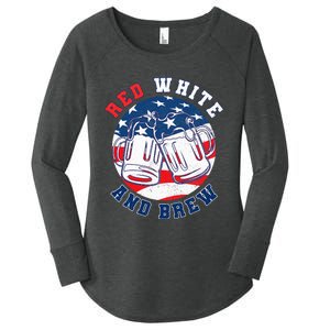 Red White & Brew! for a 4th of July Beer Merica USA Women's Perfect Tri Tunic Long Sleeve Shirt