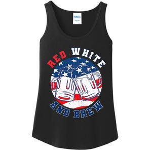 Red White & Brew! for a 4th of July Beer Merica USA Ladies Essential Tank