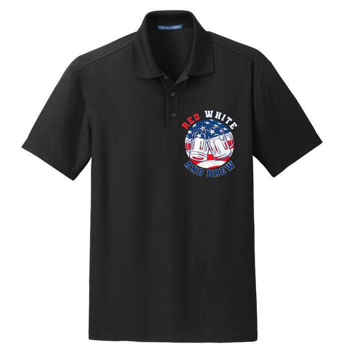 Red White & Brew! for a 4th of July Beer Merica USA Dry Zone Grid Polo