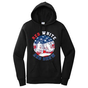 Red White & Brew! for a 4th of July Beer Merica USA Women's Pullover Hoodie