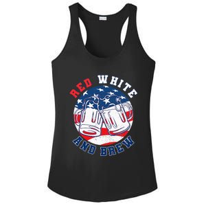 Red White & Brew! for a 4th of July Beer Merica USA Ladies PosiCharge Competitor Racerback Tank