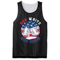 Red White & Brew! for a 4th of July Beer Merica USA Mesh Reversible Basketball Jersey Tank