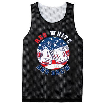 Red White & Brew! for a 4th of July Beer Merica USA Mesh Reversible Basketball Jersey Tank