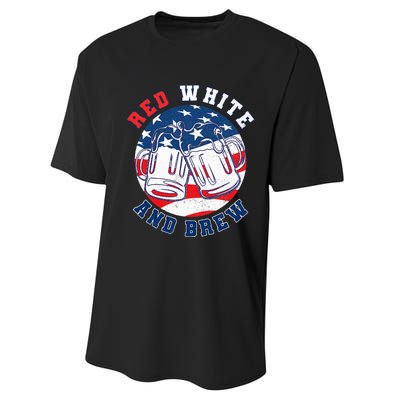 Red White & Brew! for a 4th of July Beer Merica USA Performance Sprint T-Shirt