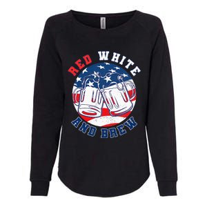 Red White & Brew! for a 4th of July Beer Merica USA Womens California Wash Sweatshirt