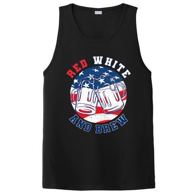 Red White & Brew! for a 4th of July Beer Merica USA PosiCharge Competitor Tank