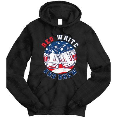 Red White & Brew! for a 4th of July Beer Merica USA Tie Dye Hoodie