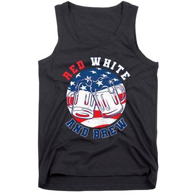 Red White & Brew! for a 4th of July Beer Merica USA Tank Top