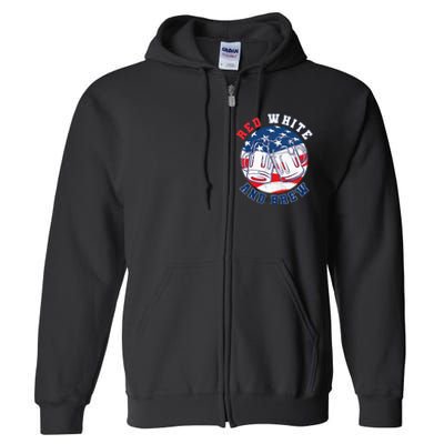 Red White & Brew! for a 4th of July Beer Merica USA Full Zip Hoodie