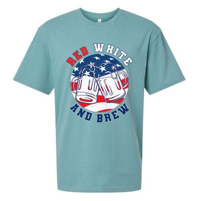 Red White & Brew! for a 4th of July Beer Merica USA Sueded Cloud Jersey T-Shirt