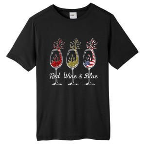 Red Wine & Blue 4th Of July Wine Red White Blue Wine Glasses Tall Fusion ChromaSoft Performance T-Shirt