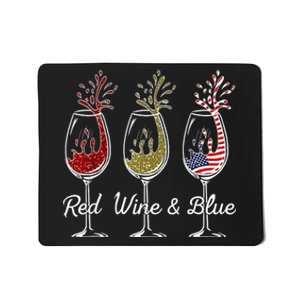 Red Wine & Blue 4th Of July Wine Red White Blue Wine Glasses Mousepad