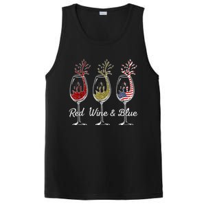 Red Wine & Blue 4th Of July Wine Red White Blue Wine Glasses PosiCharge Competitor Tank