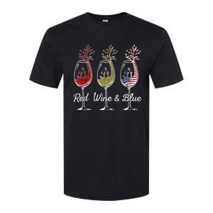 Red Wine & Blue 4th Of July Wine Red White Blue Wine Glasses Softstyle CVC T-Shirt