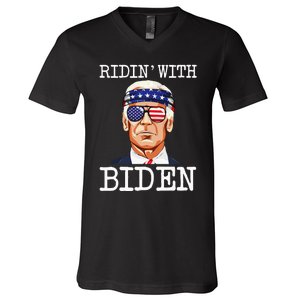 Ridin With Biden Vote Pro Joe Biden For President V-Neck T-Shirt