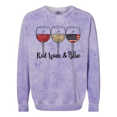 Red Wine Blue Wine 4th Of July Wine Red Wine Blue Wine Lover Colorblast Crewneck Sweatshirt