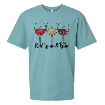 Red Wine Blue Wine 4th Of July Wine Red Wine Blue Wine Lover Sueded Cloud Jersey T-Shirt