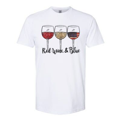 Red Wine Blue Wine 4th Of July Wine Red Wine Blue Wine Lover Softstyle® CVC T-Shirt