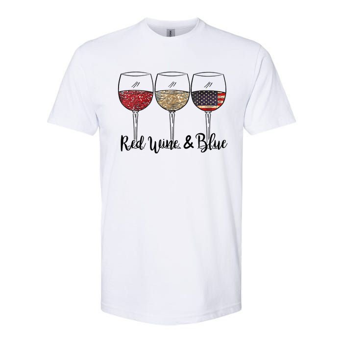 Red Wine Blue Wine 4th Of July Wine Red Wine Blue Wine Lover Softstyle® CVC T-Shirt