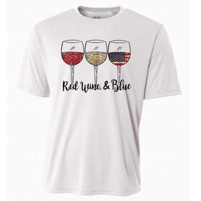 Red Wine Blue Wine 4th Of July Wine Red Wine Blue Wine Lover Cooling Performance Crew T-Shirt