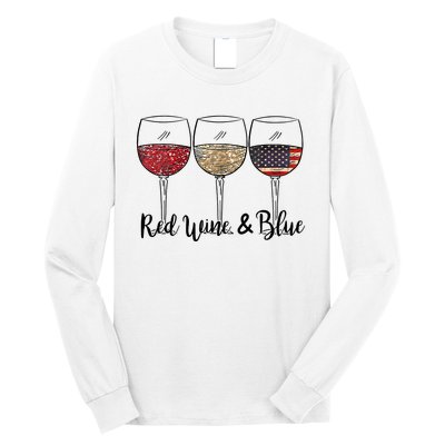 Red Wine Blue Wine 4th Of July Wine Red Wine Blue Wine Lover Long Sleeve Shirt