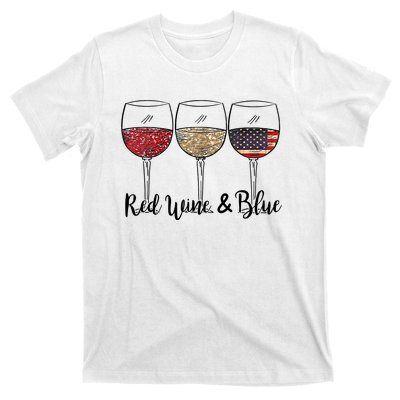 Red Wine Blue Wine 4th Of July Wine Red Wine Blue Wine Lover T-Shirt