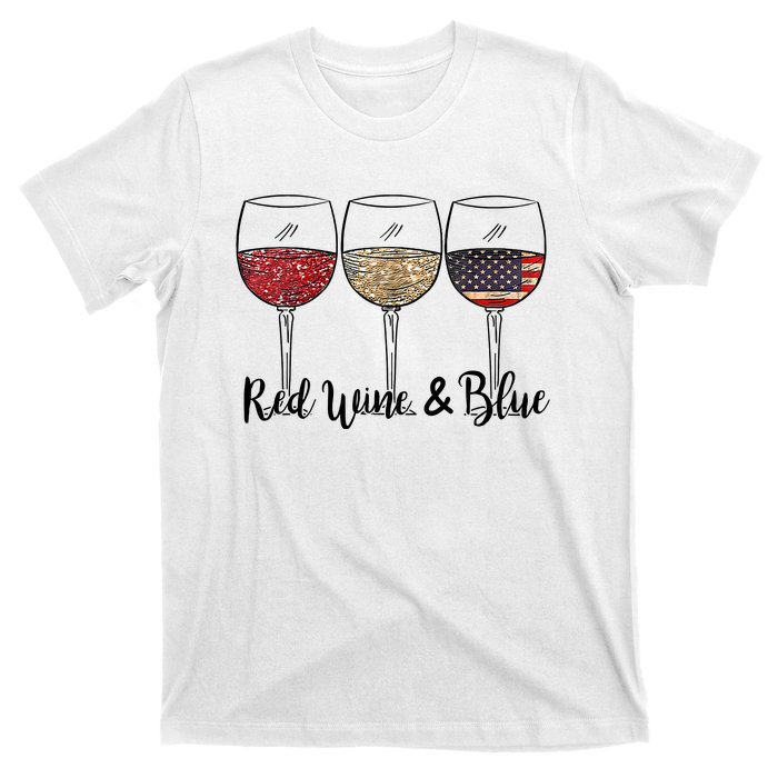 Red Wine Blue Wine 4th Of July Wine Red Wine Blue Wine Lover T-Shirt