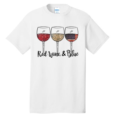 Red Wine Blue Wine 4th Of July Wine Red Wine Blue Wine Lover Tall T-Shirt