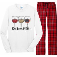 Red Wine Blue Wine 4th Of July Wine Red Wine Blue Wine Lover Long Sleeve Pajama Set