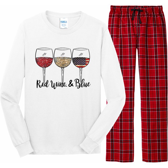 Red Wine Blue Wine 4th Of July Wine Red Wine Blue Wine Lover Long Sleeve Pajama Set