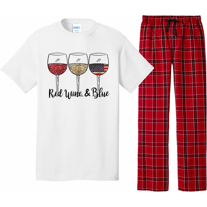 Red Wine Blue Wine 4th Of July Wine Red Wine Blue Wine Lover Pajama Set