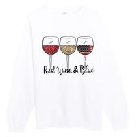 Red Wine Blue Wine 4th Of July Wine Red Wine Blue Wine Lover Premium Crewneck Sweatshirt