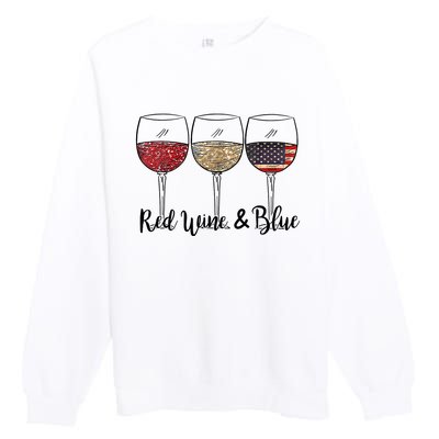 Red Wine Blue Wine 4th Of July Wine Red Wine Blue Wine Lover Premium Crewneck Sweatshirt