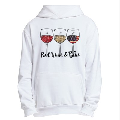 Red Wine Blue Wine 4th Of July Wine Red Wine Blue Wine Lover Urban Pullover Hoodie