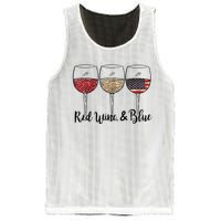 Red Wine Blue Wine 4th Of July Wine Red Wine Blue Wine Lover Mesh Reversible Basketball Jersey Tank