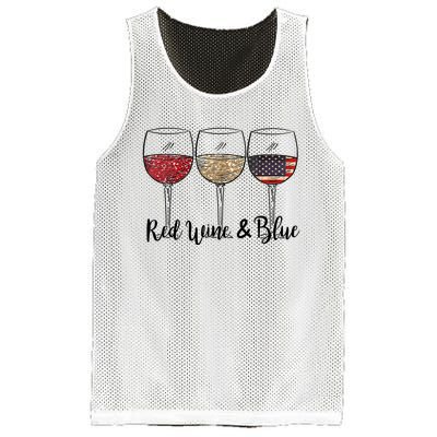 Red Wine Blue Wine 4th Of July Wine Red Wine Blue Wine Lover Mesh Reversible Basketball Jersey Tank