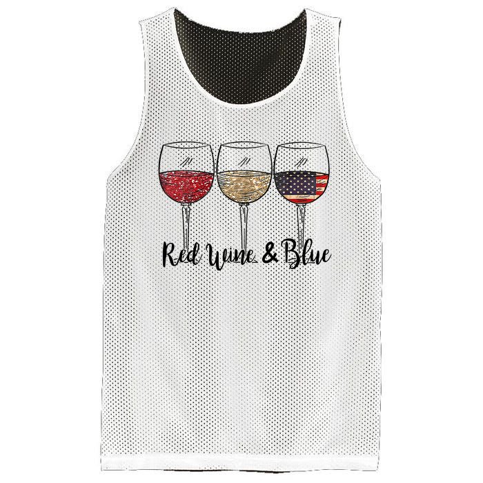 Red Wine Blue Wine 4th Of July Wine Red Wine Blue Wine Lover Mesh Reversible Basketball Jersey Tank