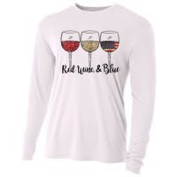 Red Wine Blue Wine 4th Of July Wine Red Wine Blue Wine Lover Cooling Performance Long Sleeve Crew