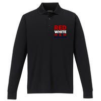 Red White & Back Again Patriotic Theme Performance Long Sleeve Polo