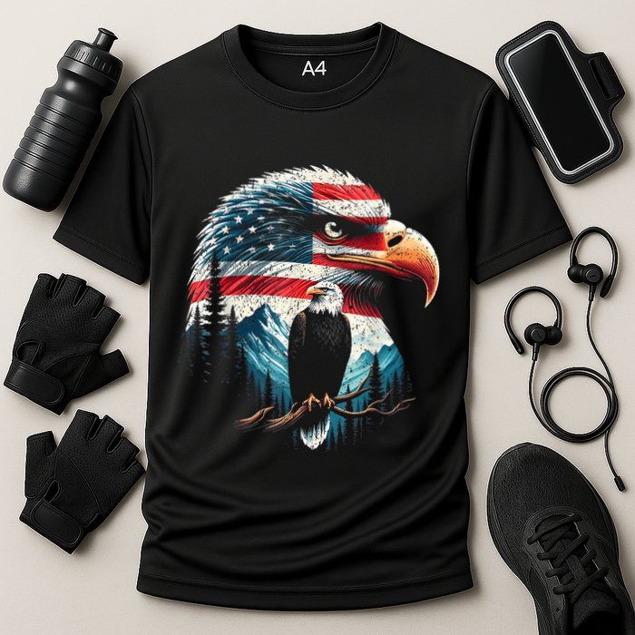 Red White Blue Bald Eagle American Flag For 4th Of July Gift Cooling Performance Crew T-Shirt