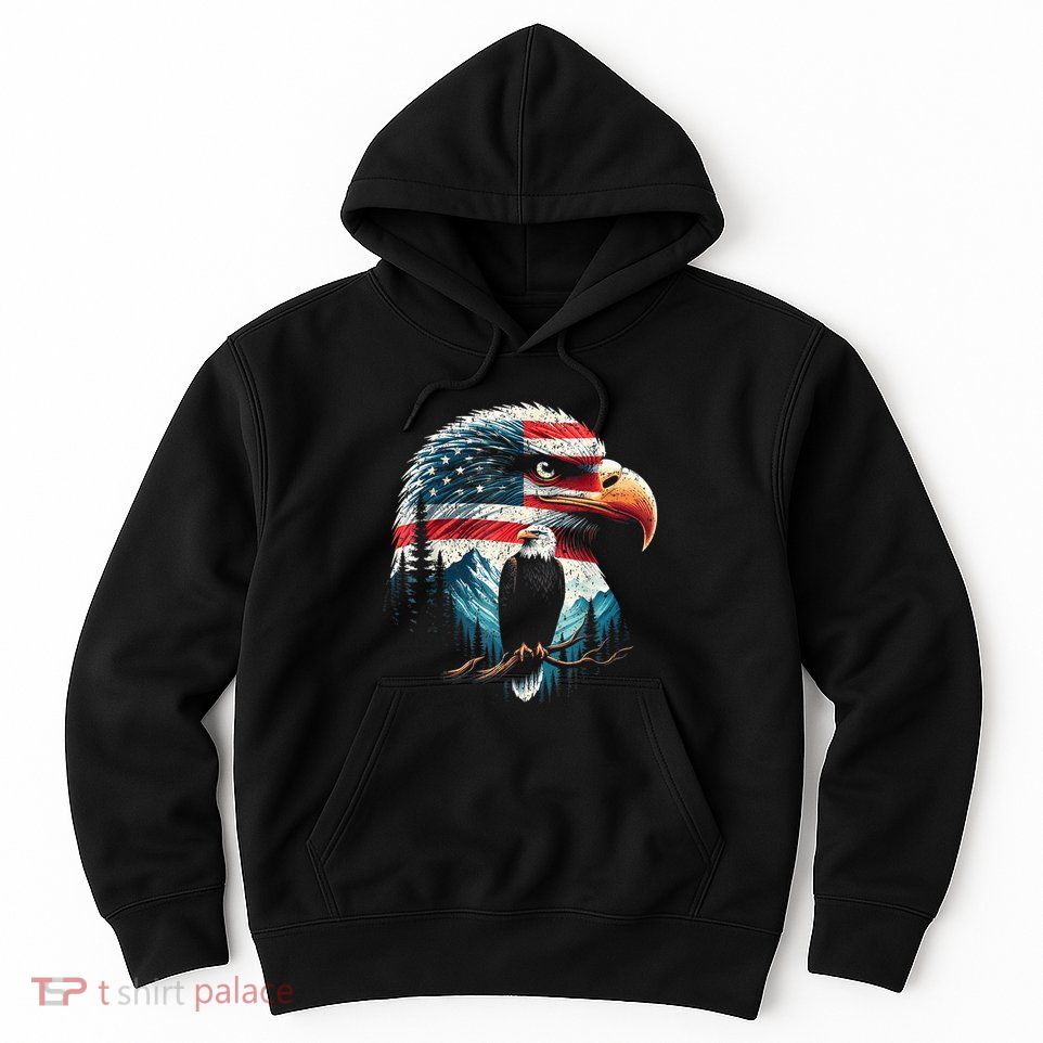Red White Blue Bald Eagle American Flag For 4th Of July Gift Hoodie